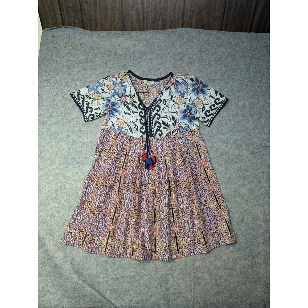 Orientique Naturally Australian Dress Sz Small Geometric Pattern Tassel Mini